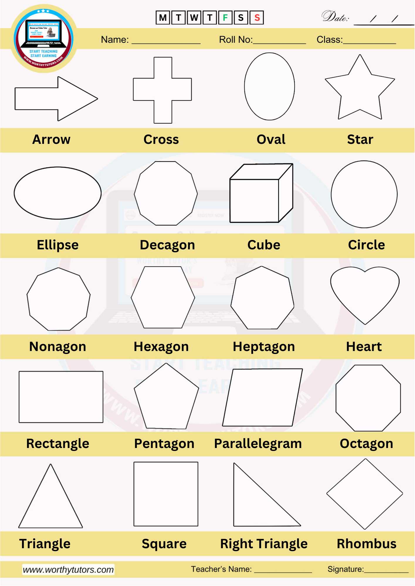 Printable Geometric Shapes and Names for Nursery - Worthy Tutors