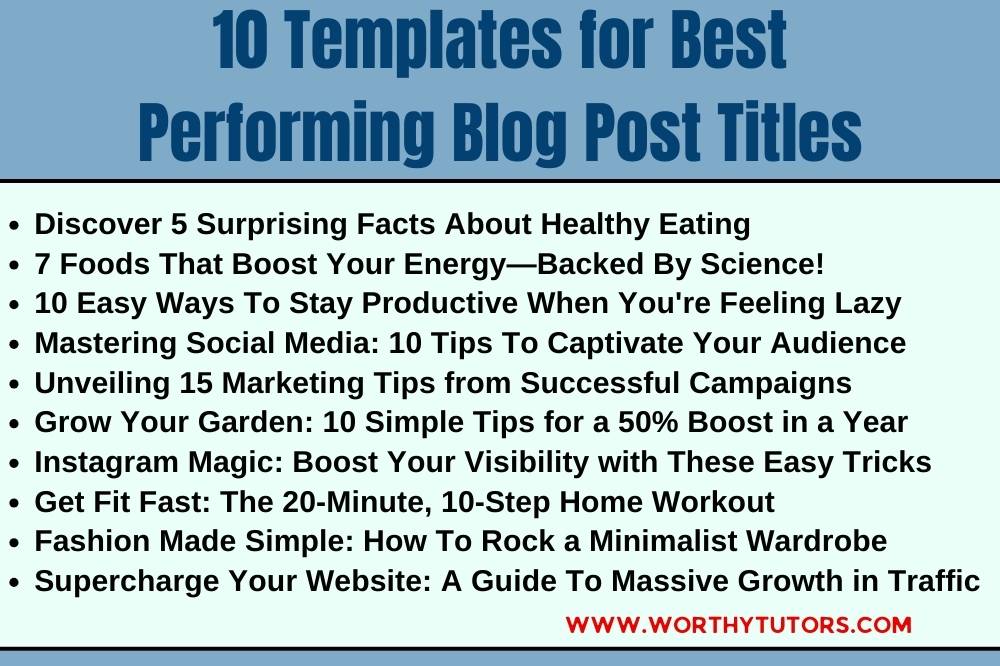 10 Sample Templates for Best Performing Blog Post Titles