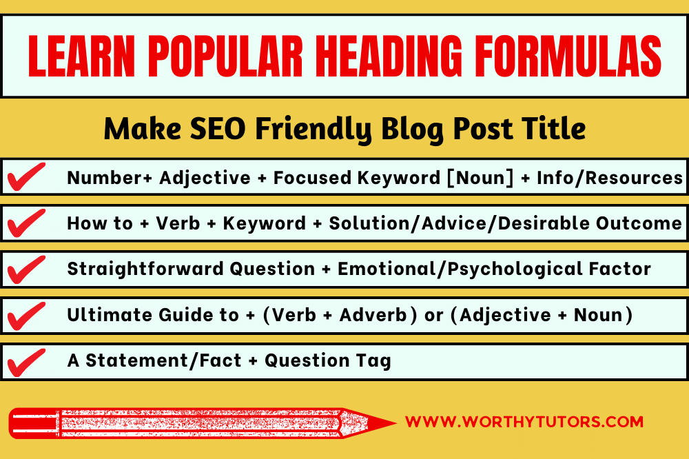 Learn Popular Heading Formulas for SEO Friendly Blog Post Titles
